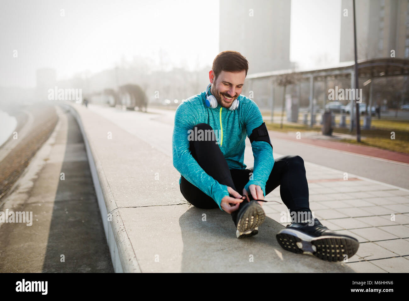 Determinata fitness sportivo esercizio da jogging all'aperto Foto Stock