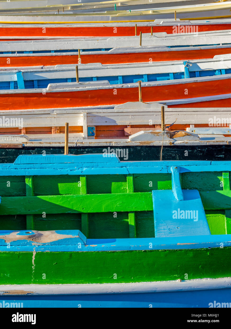 Ormeggiata barche da pesca sull isola d Ischia, Italia Foto Stock