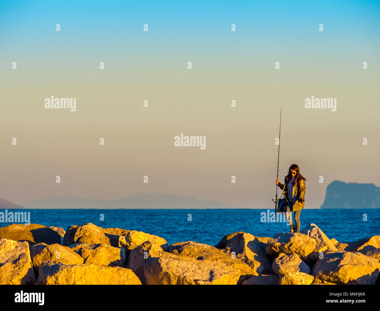 La pesca dell'isola di Ischia, Italia Foto Stock