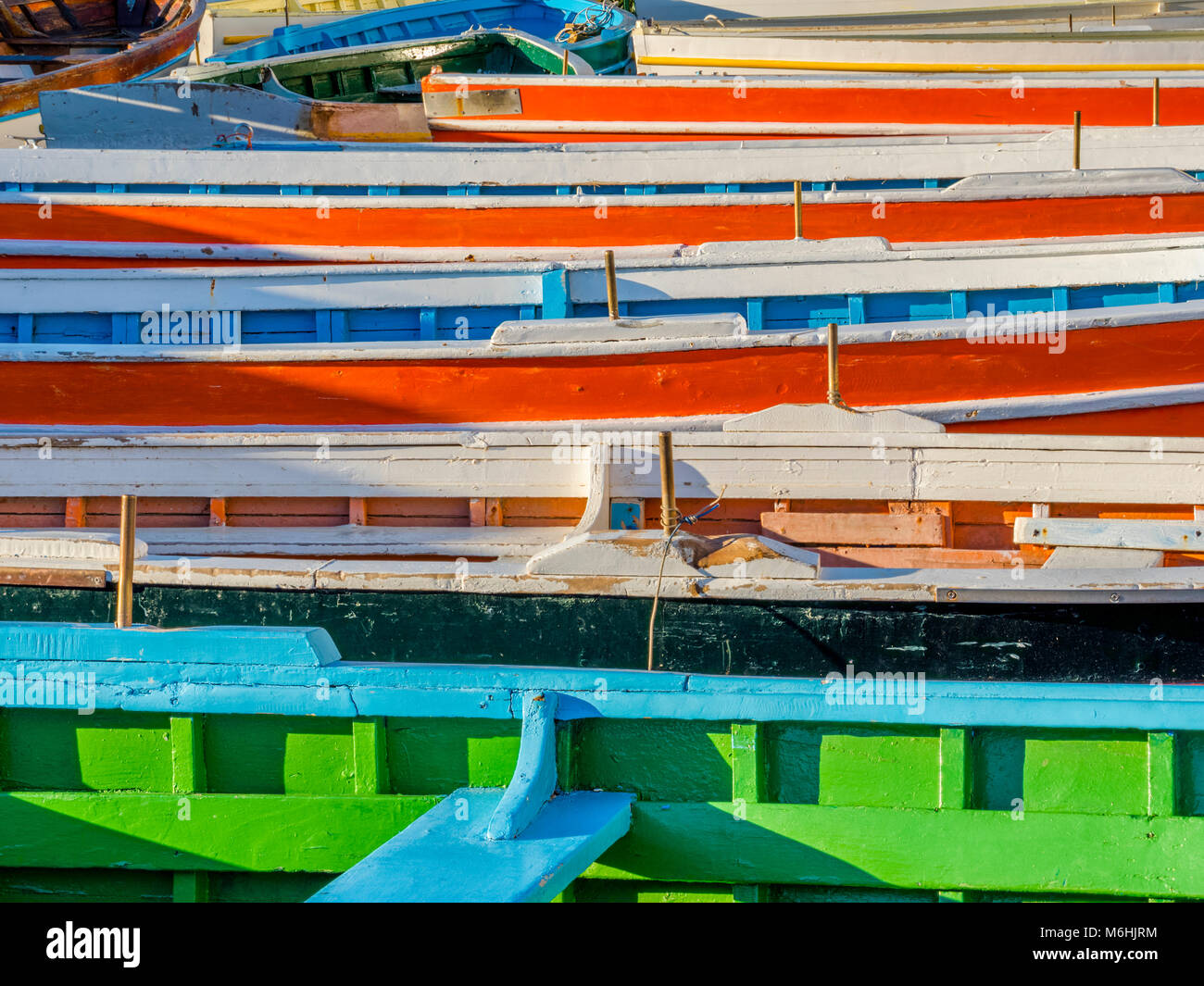 Ormeggiata barche da pesca sull isola d Ischia, Italia Foto Stock
