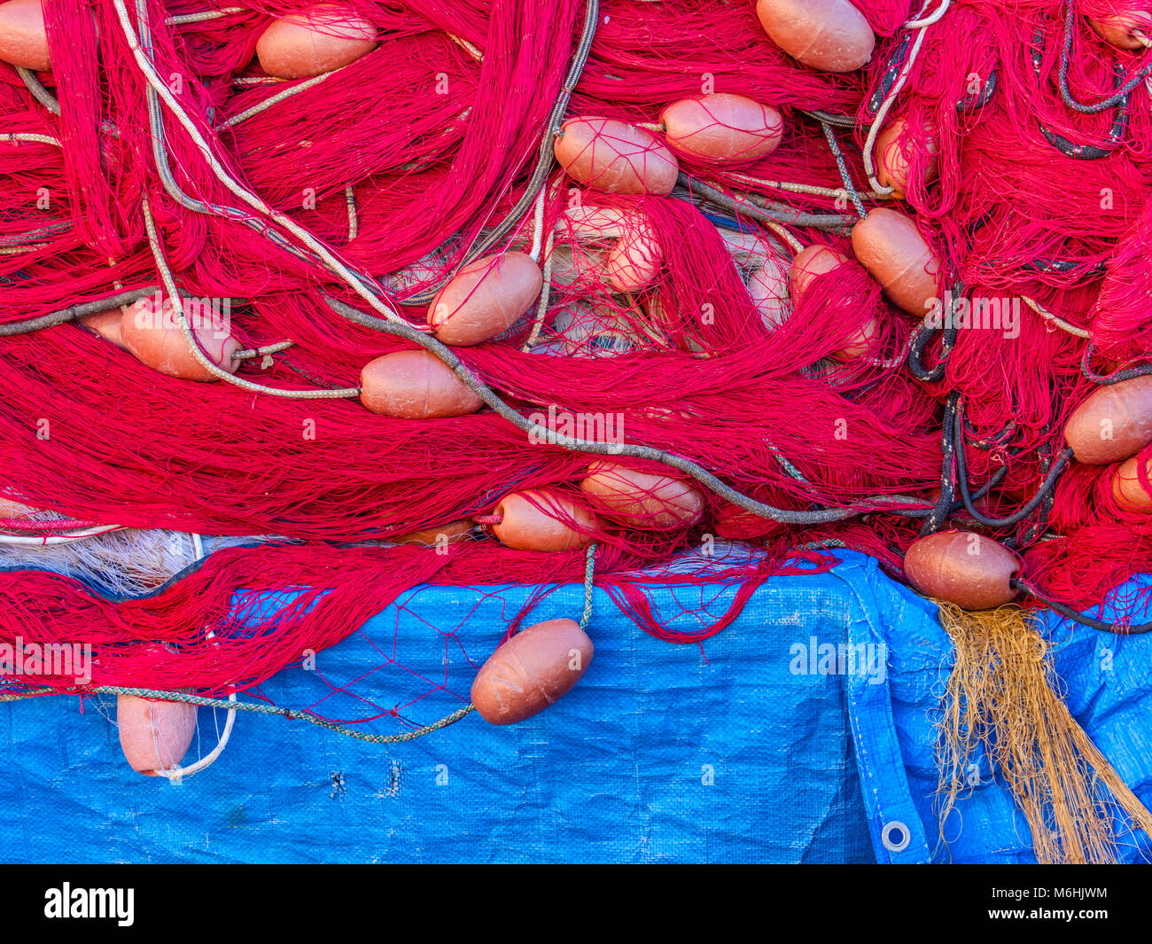 Le reti da pesca sull isola di Procida, Italia Foto Stock