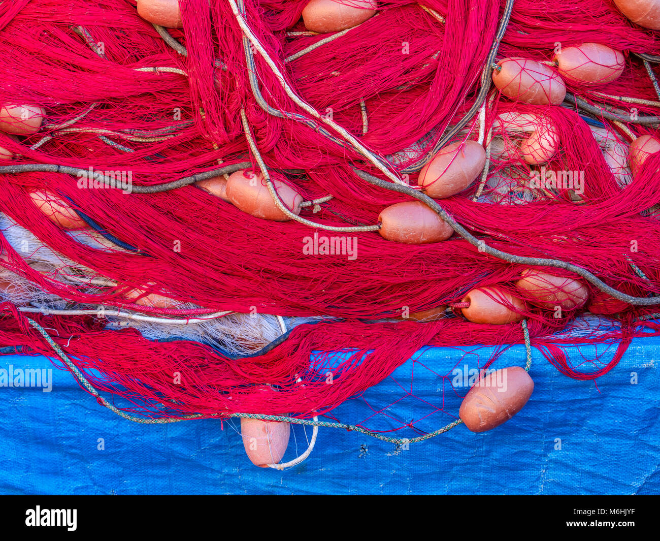 Le reti da pesca sull isola di Procida, Italia Foto Stock