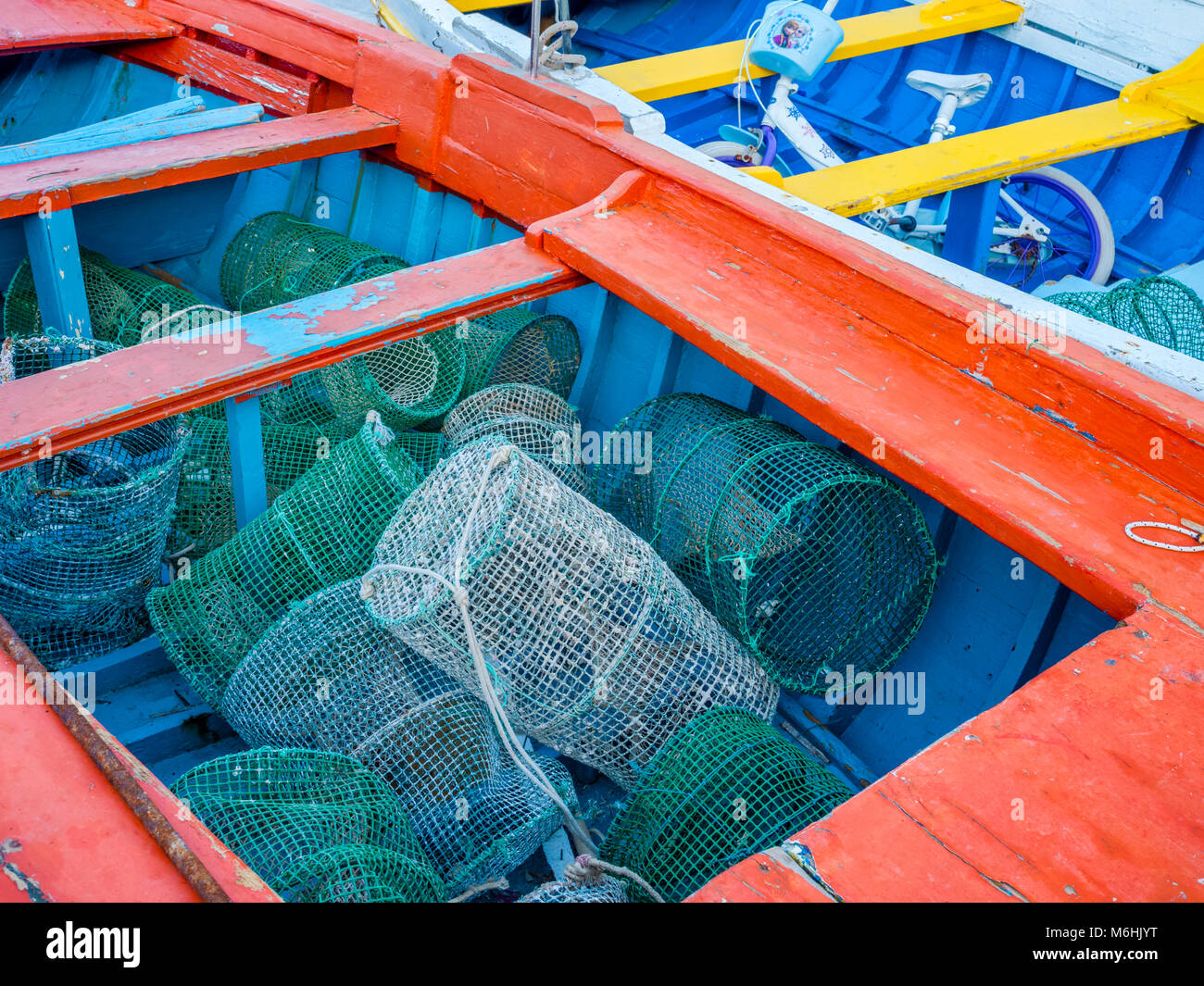 Crab trap sull isola di Procida, Italia Foto Stock