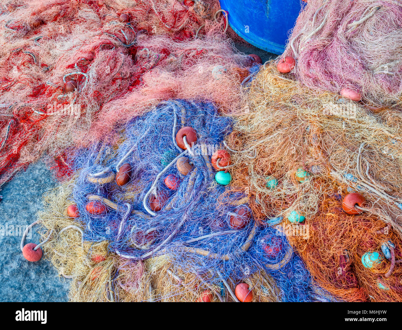 Le reti da pesca sull isola di Procida, Italia Foto Stock
