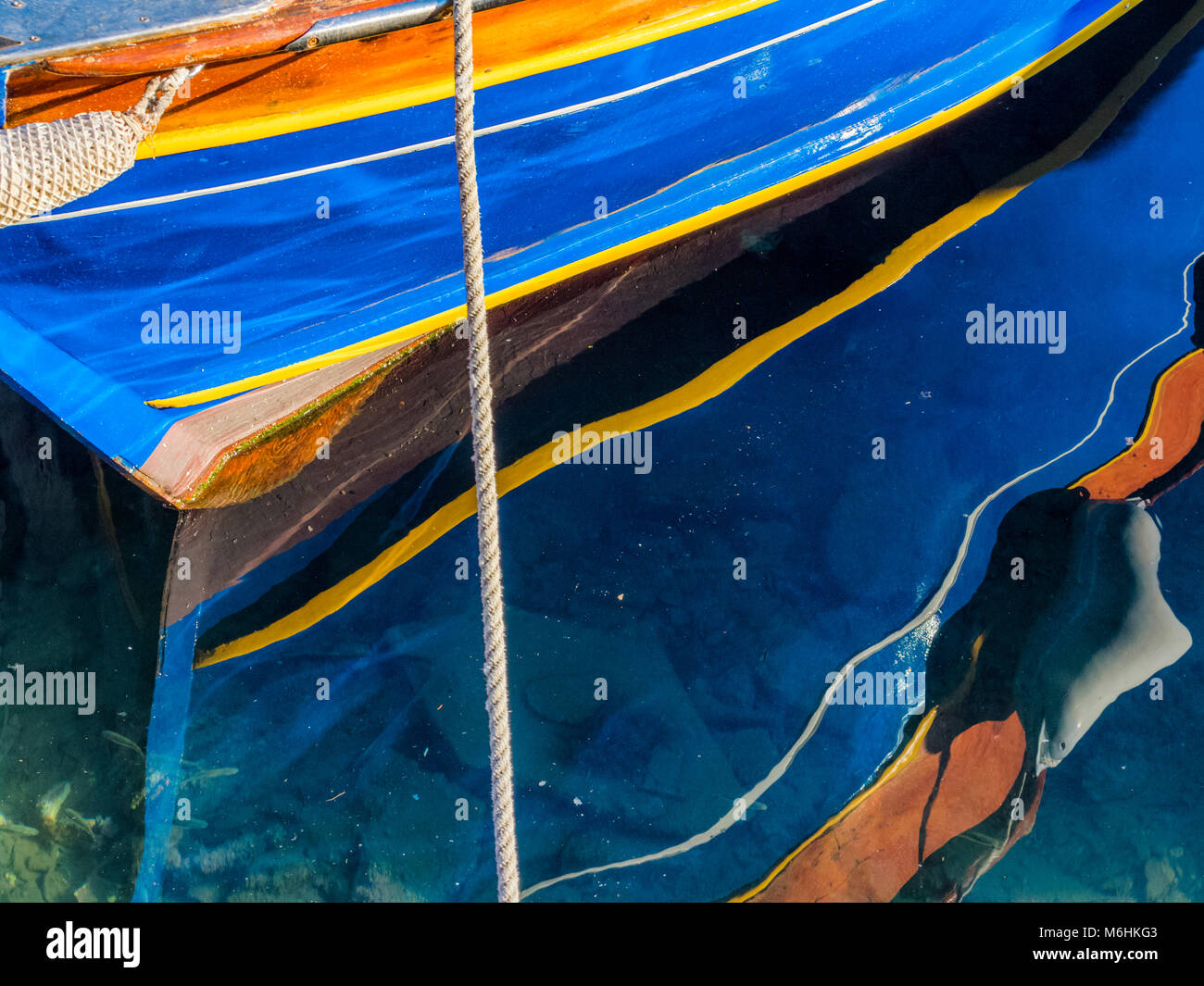 Ormeggiata barche da pesca sul isola di Procida, Italia Foto Stock