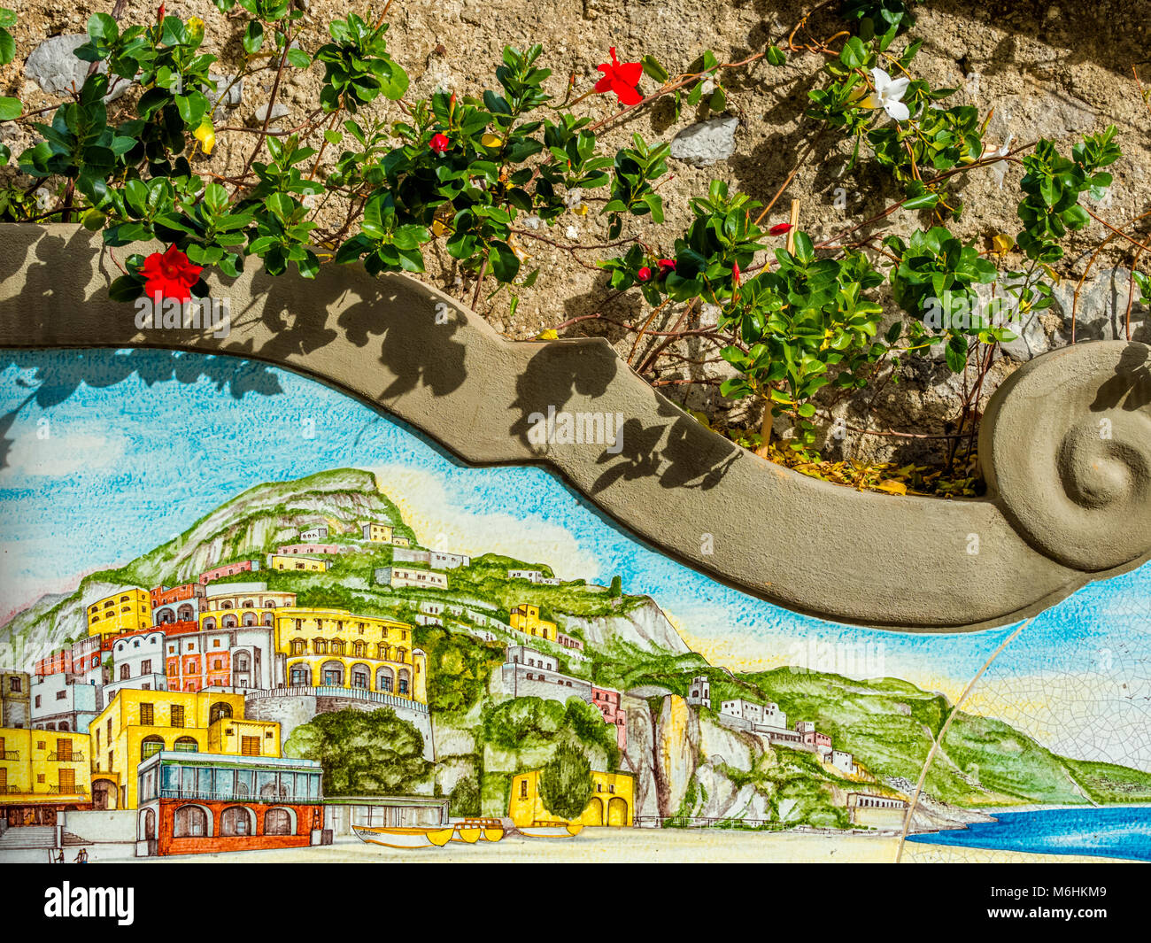 Città di Positano sulla Costiera Amalfitana, Italia Foto Stock