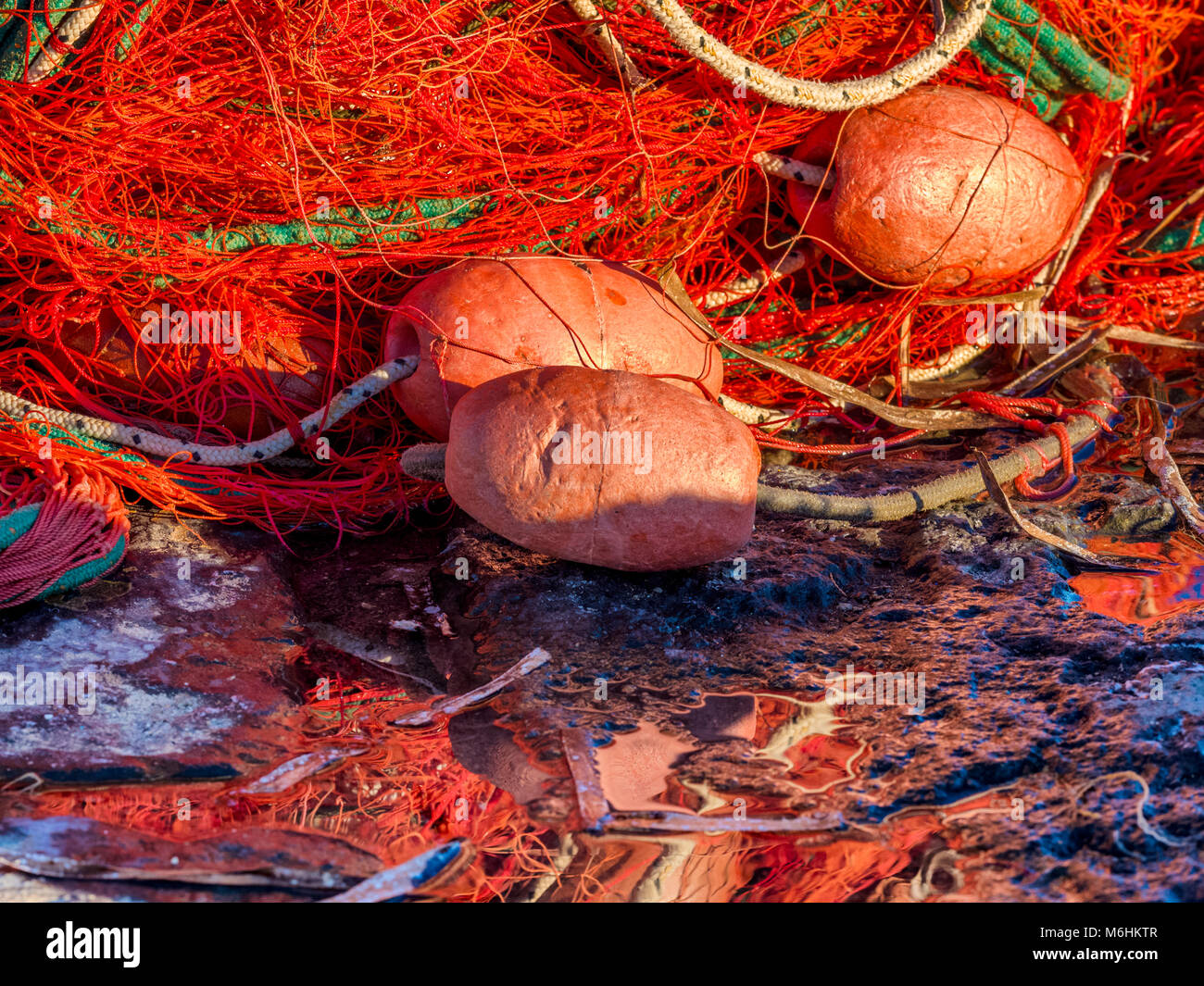Le reti da pesca sull isola d Ischia, Italia Foto Stock