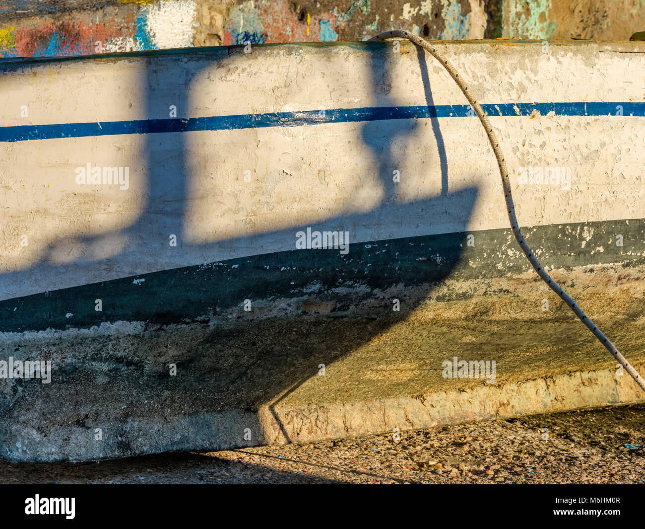 Ormeggiata barche da pesca sul isola di Procida, Italia Foto Stock