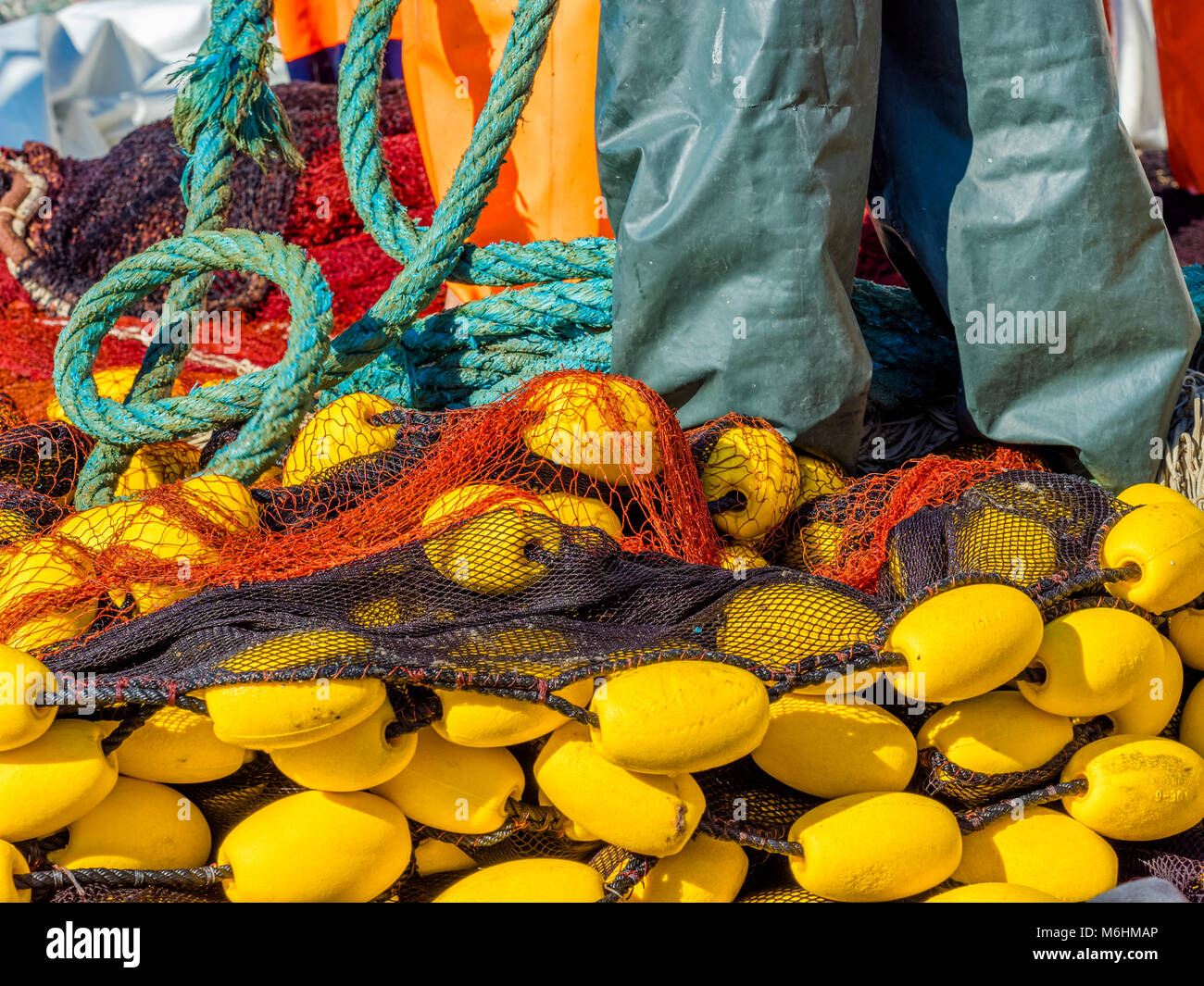 Le reti da pesca sull isola di Procida, Italia Foto Stock