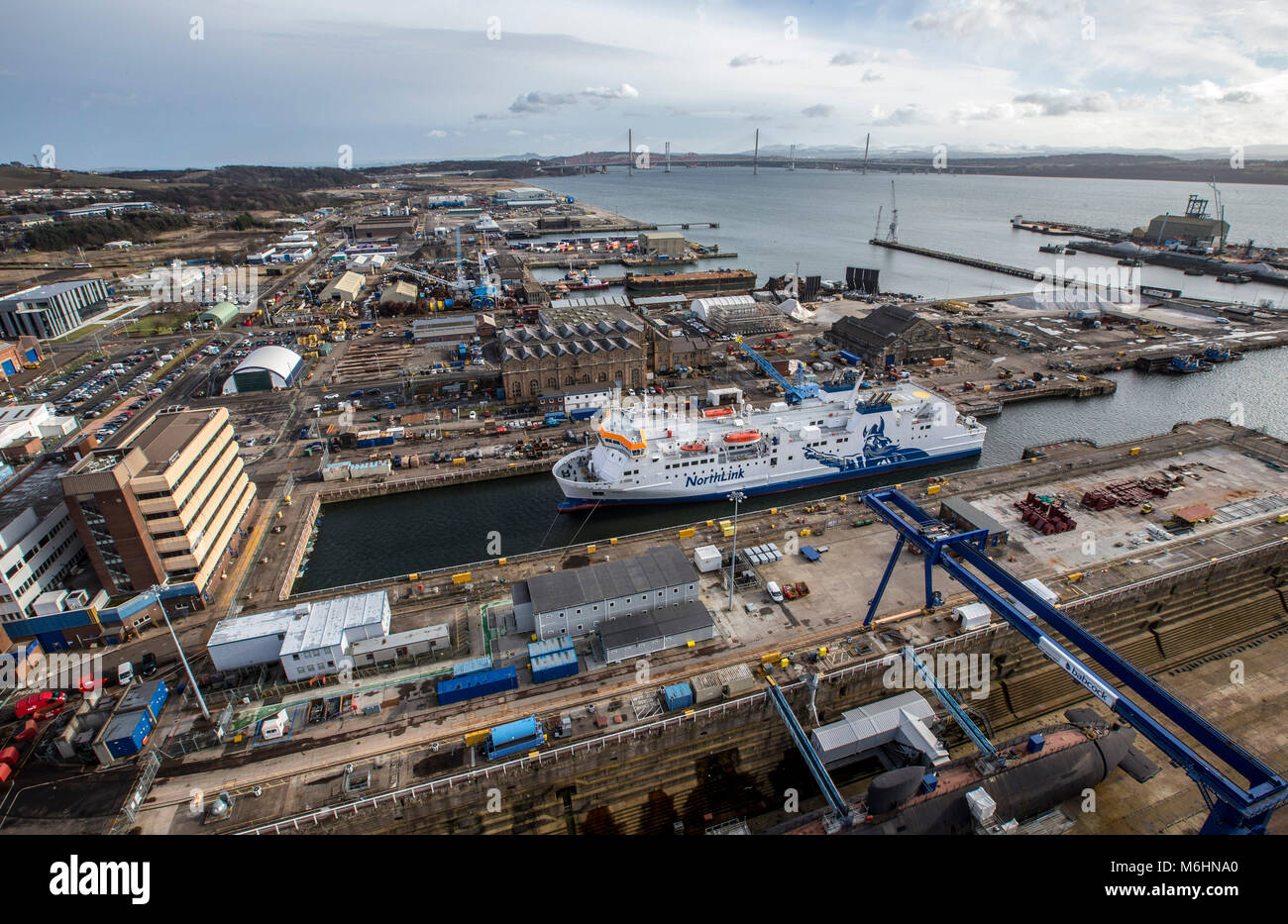 Vista aerea di Rosyth dockyard Foto Stock