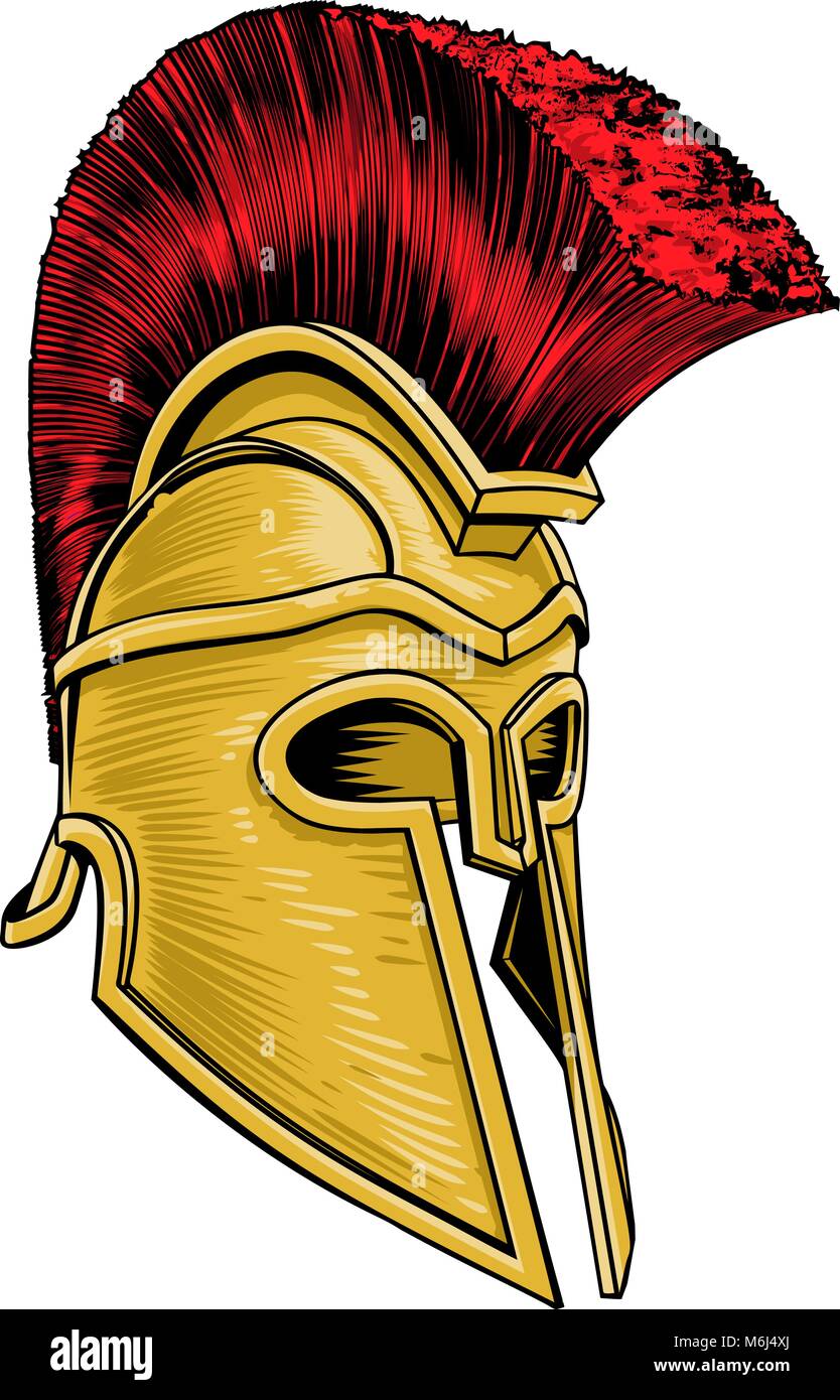 Il Greco antico Trojan Spartan Gladiator casco Illustrazione Vettoriale