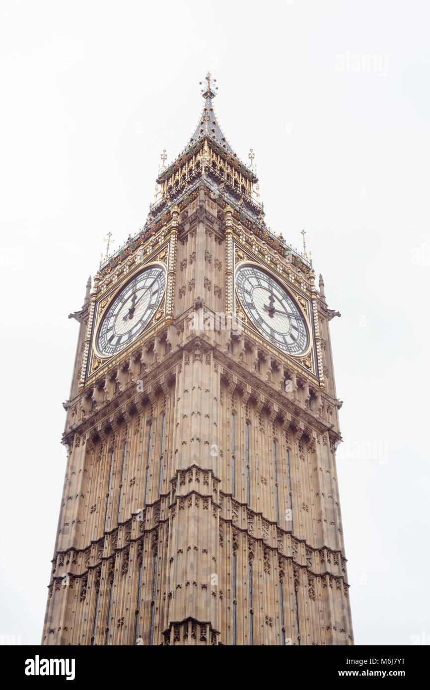 Big Ben clock tower isolati su sfondo bianco Foto Stock