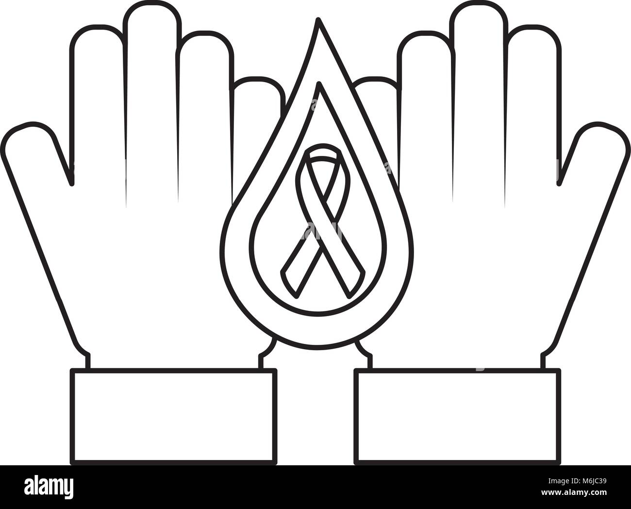 Le mani con il sangue di caduta e nastro emofilia care Illustrazione Vettoriale