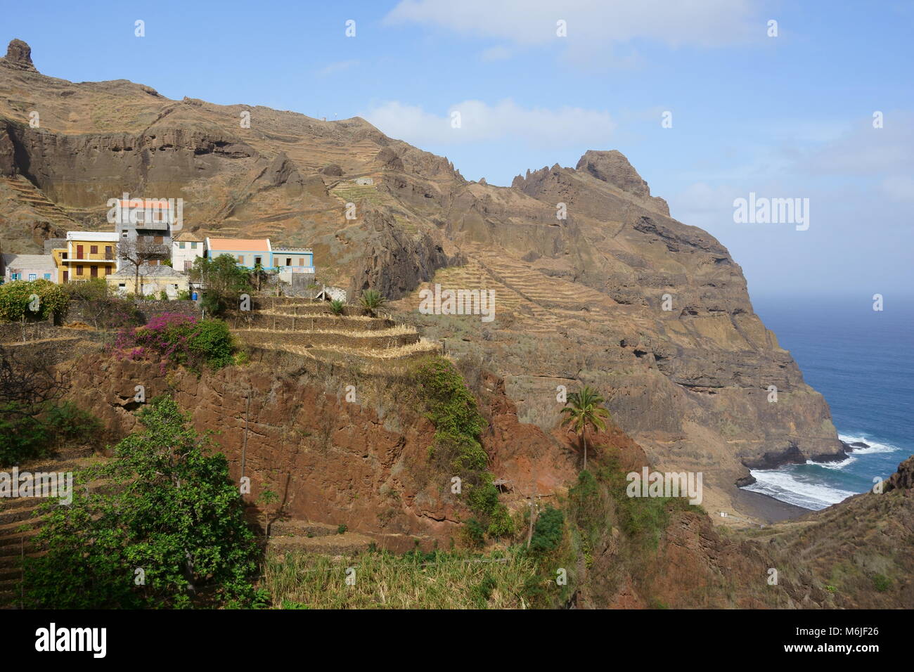 Il vecchio sentiero costiero da Ponta do Sol per Cruzinha sull'isola di Santo Antao, Capo Verde Foto Stock