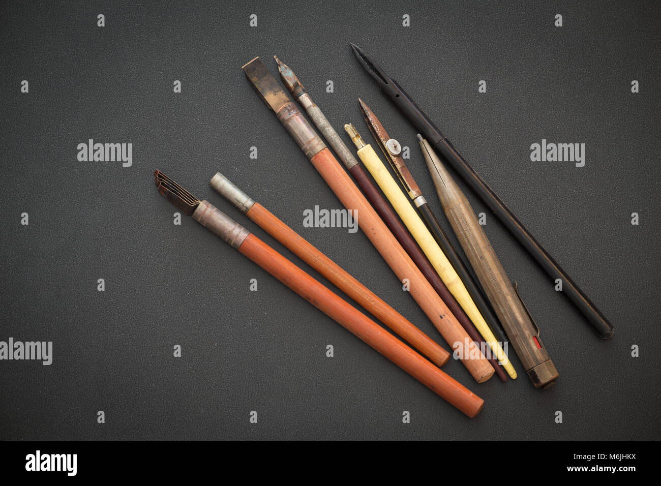 Vecchia scuola, redazione e accessori da disegno / vintage Foto Stock