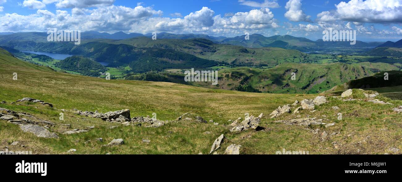 E Thirlmere fells da Clafhow Pike Foto Stock