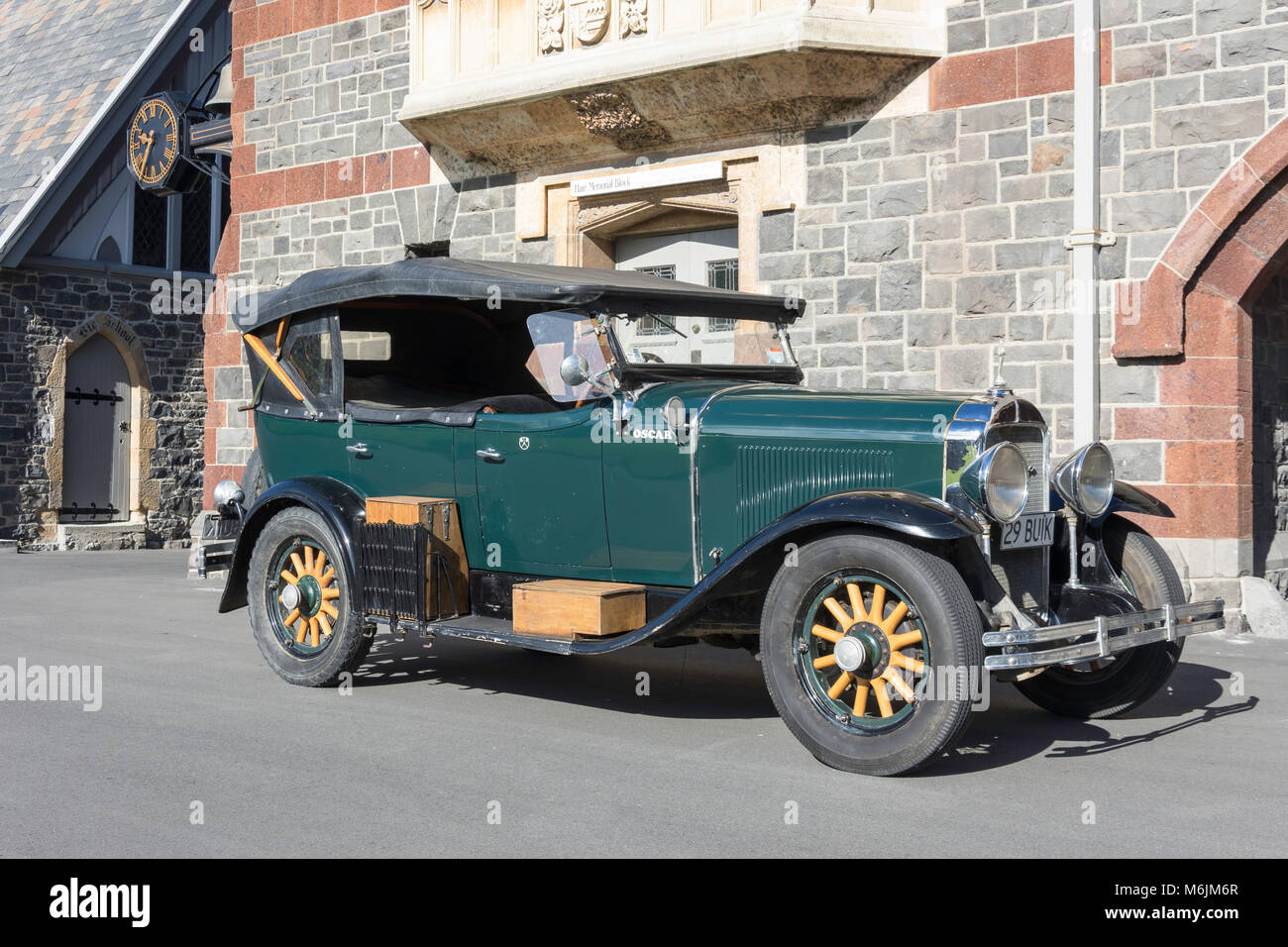 1929 Buick Roadster classic car, Cristo's College di Christchurch, Canterbury, Nuova Zelanda Foto Stock