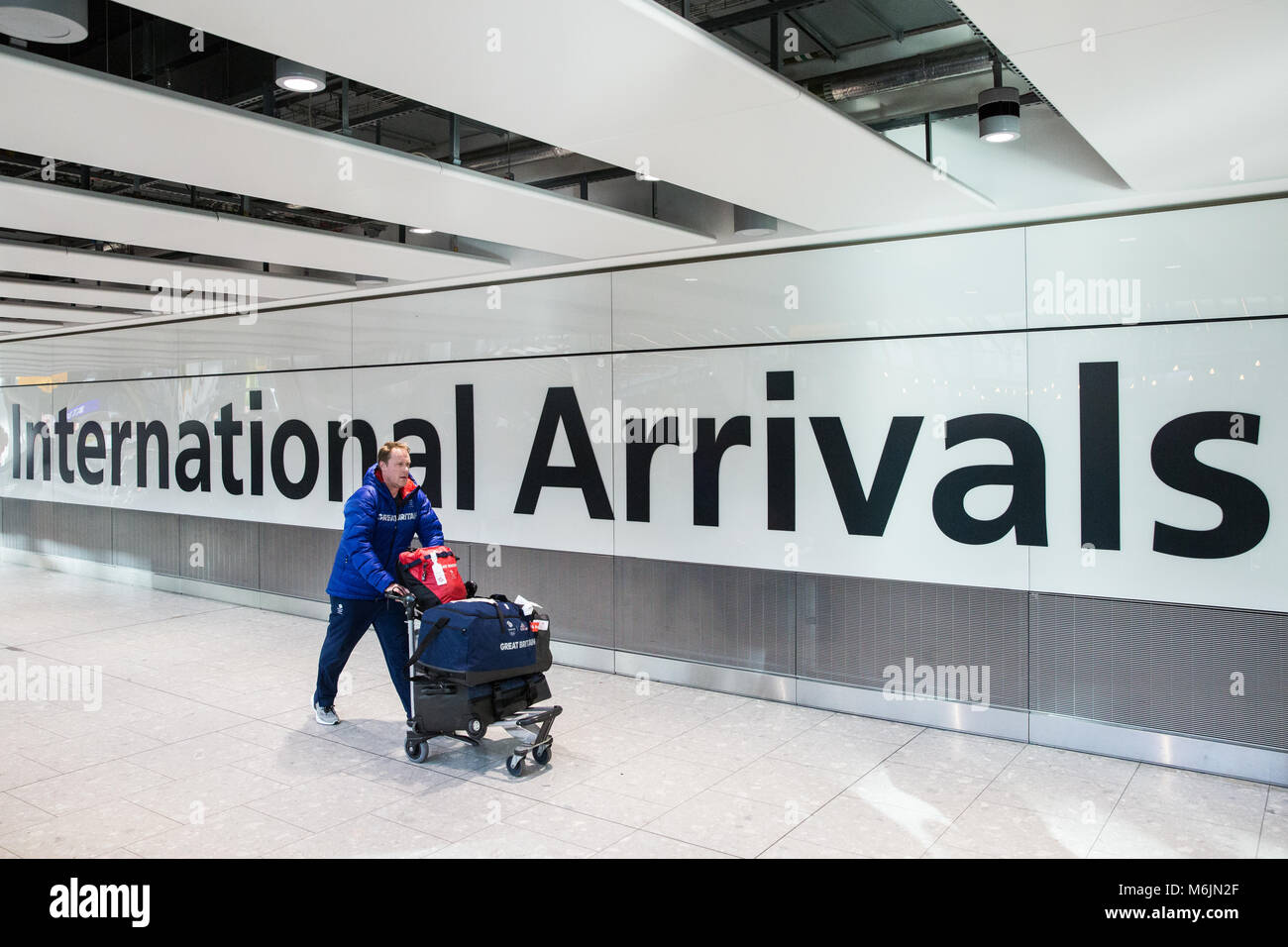 Londra, Regno Unito. Il 26 febbraio, 2018. La British Olympic Association (BOA) accoglie favorevolmente Team GB atleti home da Pyeongchang 2018 Giochi Olimpici Invernali un Foto Stock