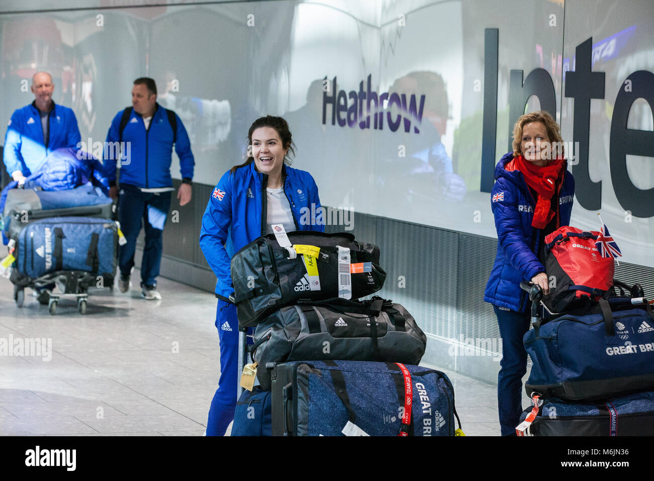 Londra, Regno Unito. Il 26 febbraio, 2018. La British Olympic Association (BOA) accoglie favorevolmente Team GB atleti home da Pyeongchang 2018 Giochi Olimpici Invernali un Foto Stock