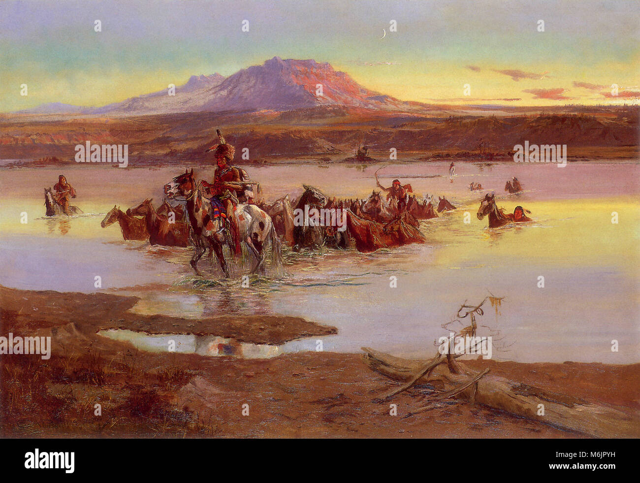 Guadato il cavallo Allevamento, Russell, Charles Marion, 1900. Foto Stock