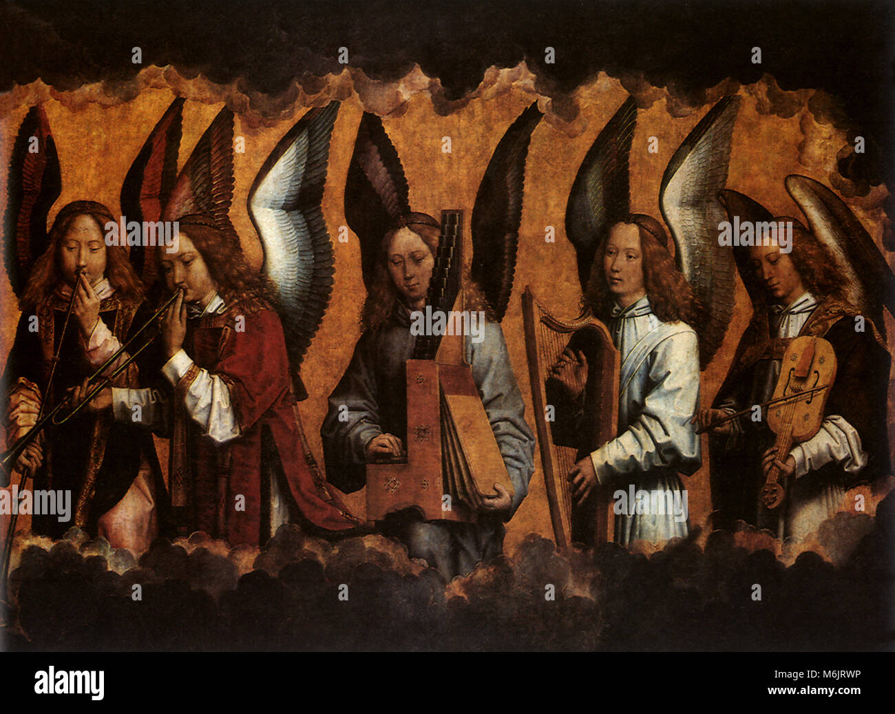 Angeli musicanti, Memling, Hans, 1485. Foto Stock
