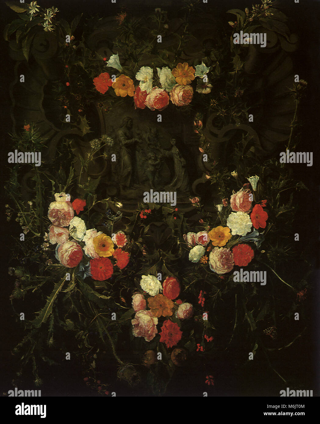 Gesù e Santa Teresa in un giardino di fiori, Seghers Daniel, 1650. Foto Stock