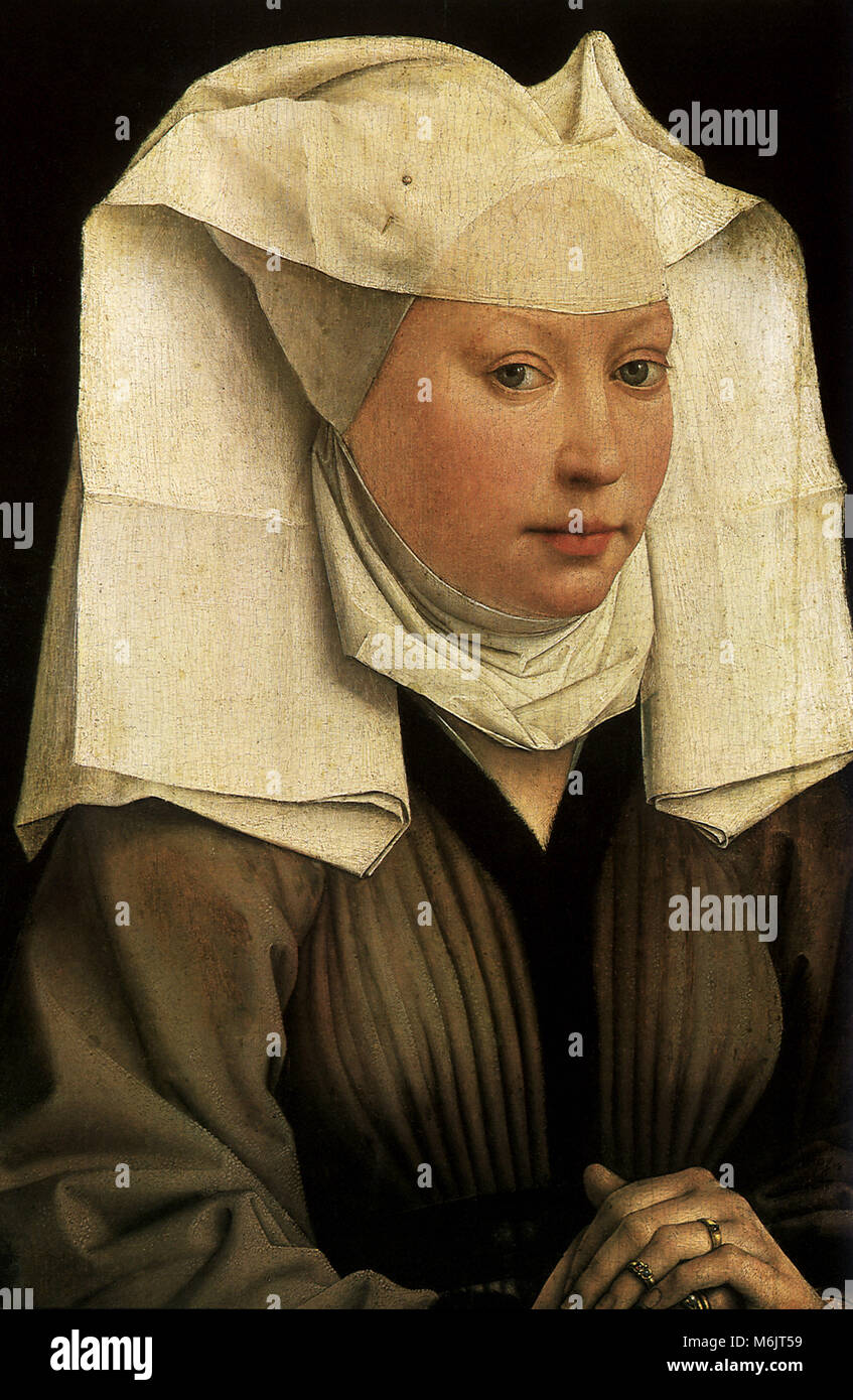 Signora indossando un copricapo di garza, Weyden, Rogier van der, 1464. Foto Stock