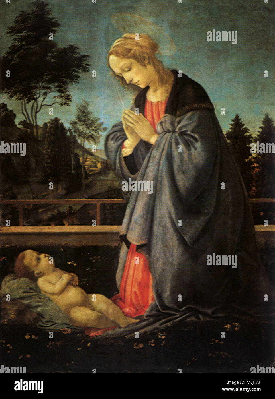 L Adorazione del Bambino, Lippi, Filippino, 1485. Foto Stock