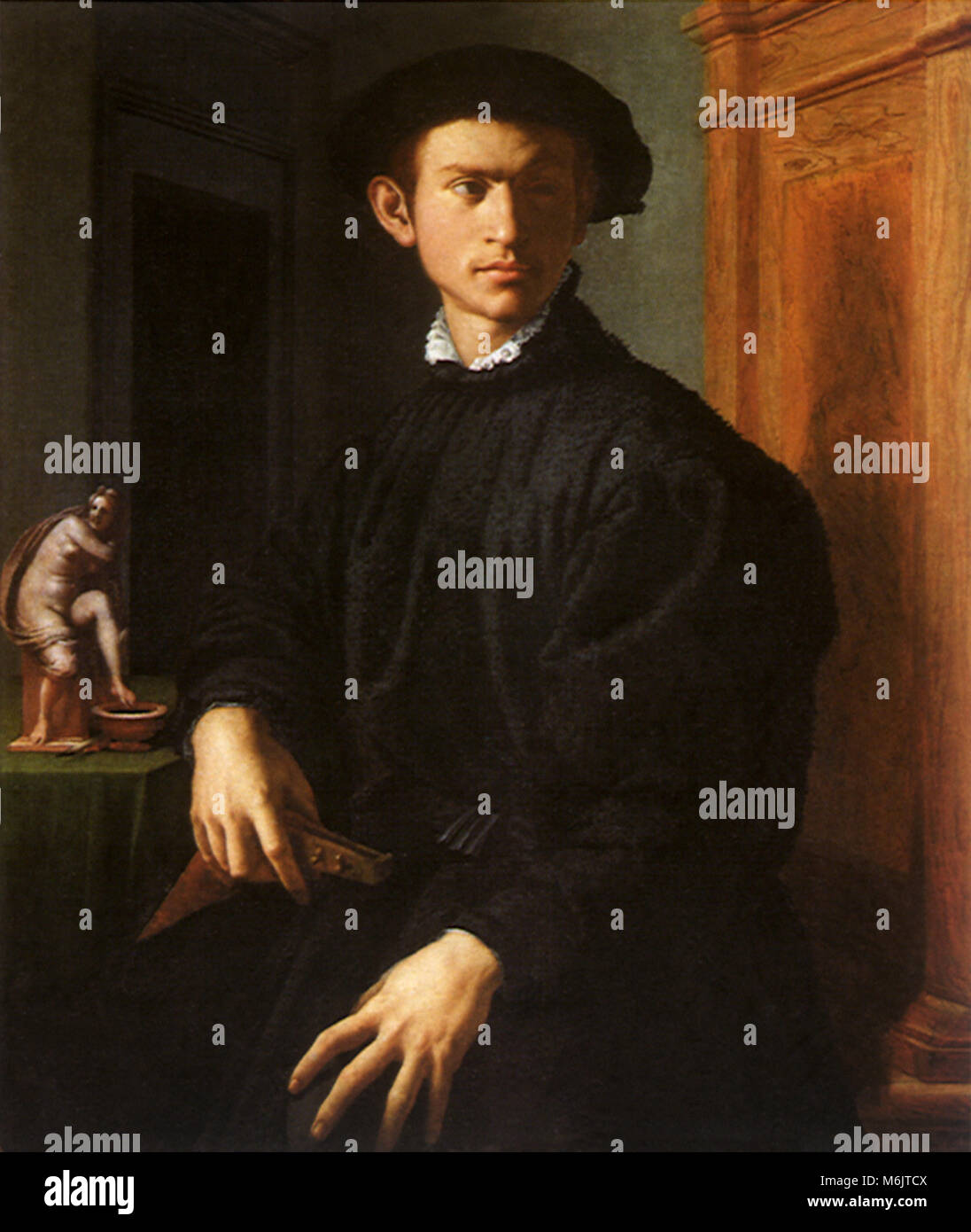 Ritratto di un giovane con un liuto, Bronzino, Agnolo, 1532. Foto Stock