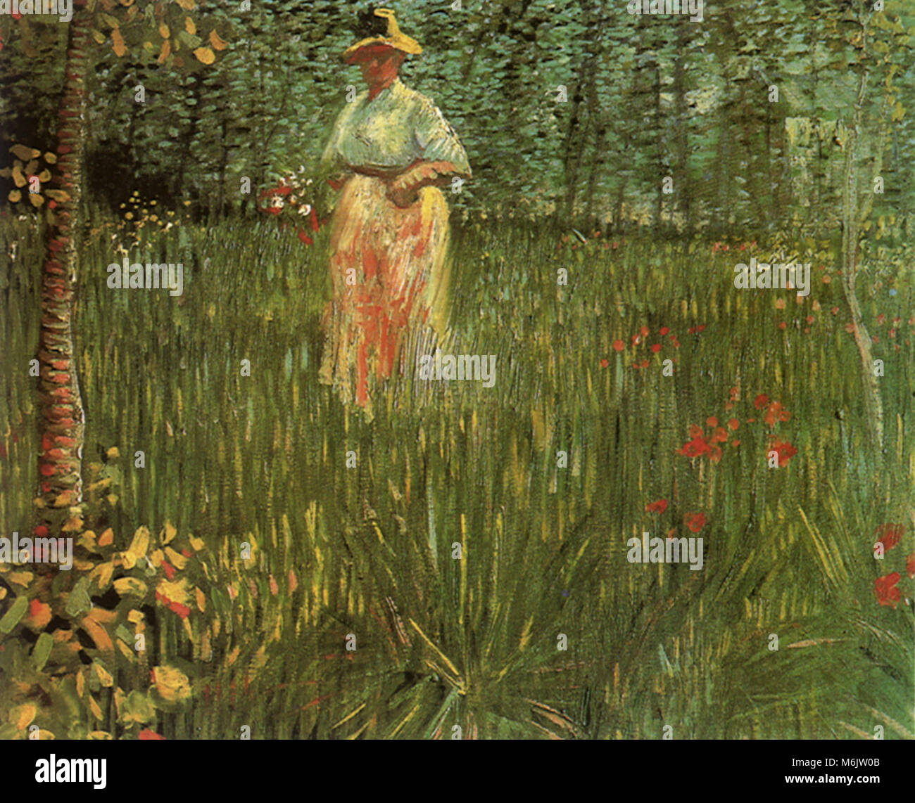 Una donna che cammina in un giardino, Van Gogh, Vincent Willem, 1887. Foto Stock