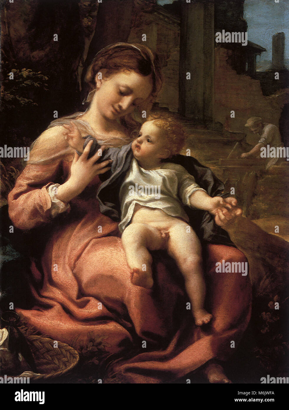 La Madonna del cestello, Correggio, Antonio Allegri da, 1520. Foto Stock