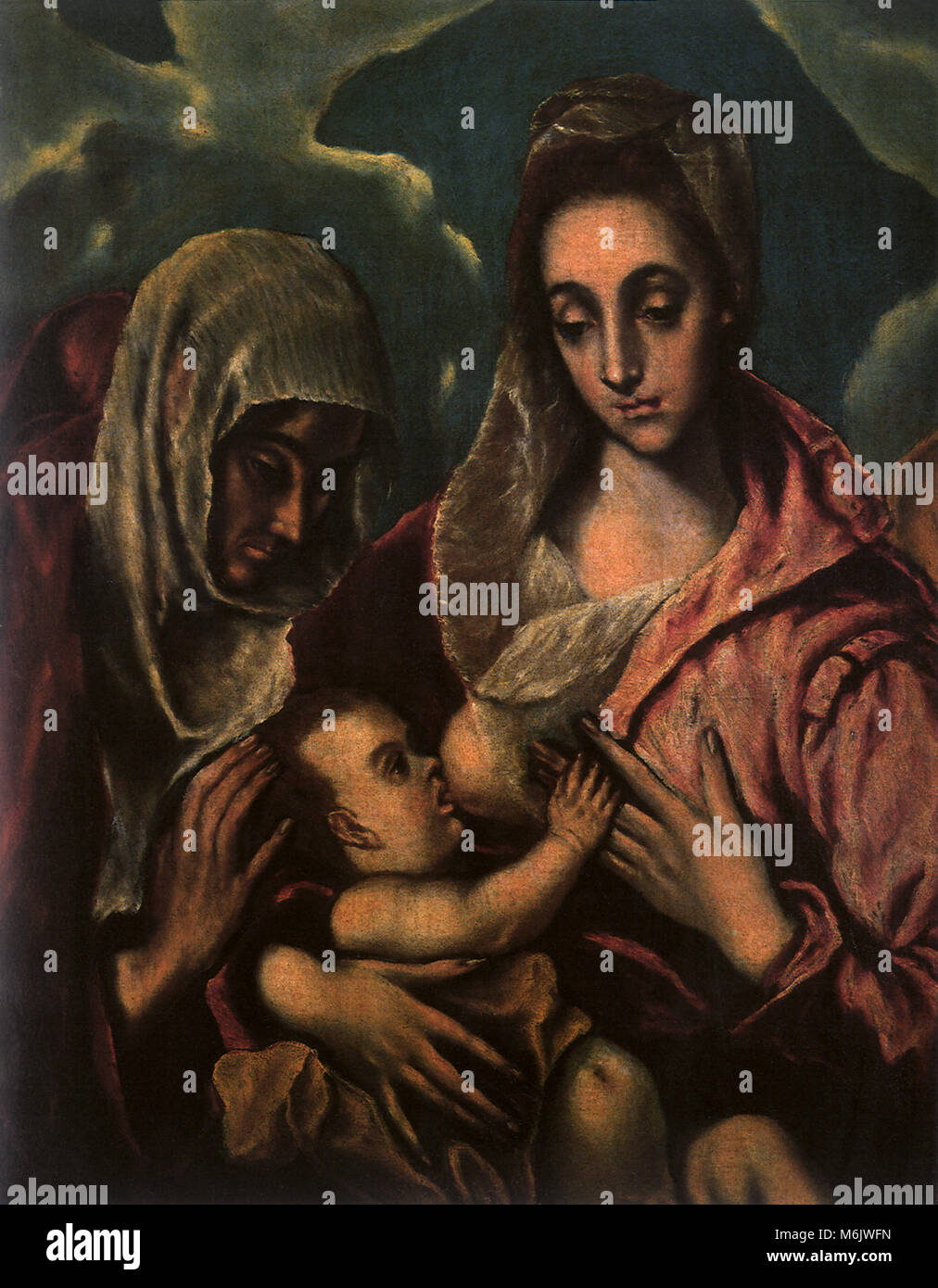 La Santa Famiglia con Saint Anne, El Greco, Domenicos Theotocopo, 1580. Foto Stock