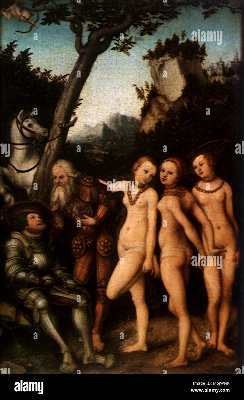 Sentenza di Parigi, Cranach, Lucas il sambuco, 1530. Foto Stock