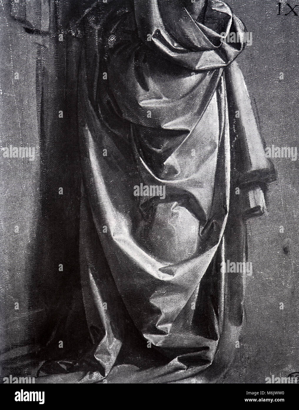 Cast di un drappeggio per una figura permanente, Leonardo da Vinci, 1500. Foto Stock