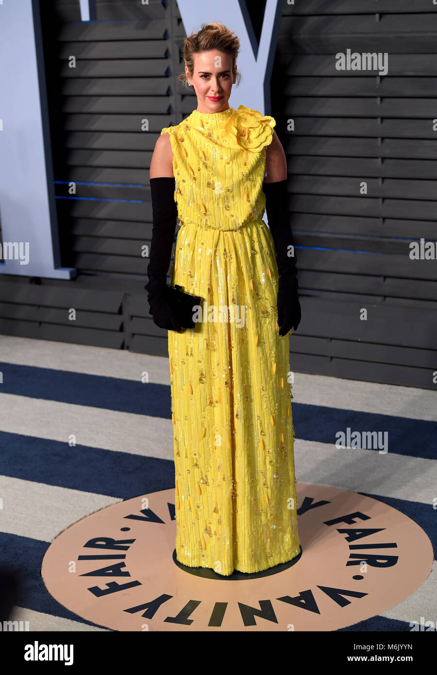 Sarah Paulson frequentando il Vanity Fair Oscar Party a Beverly Hills Los Angeles, Stati Uniti d'America. Foto Stock
