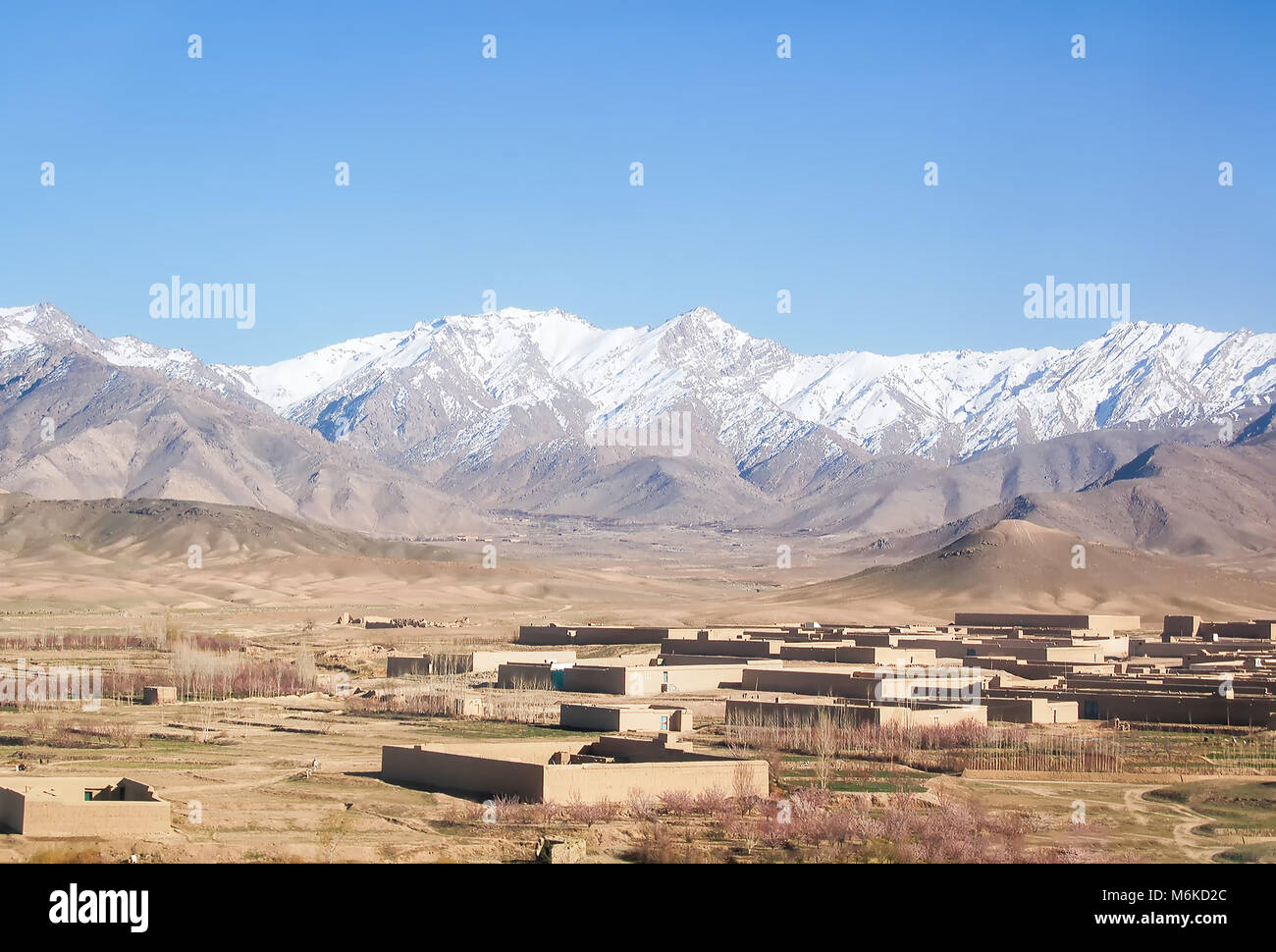 Foto aerea di piccoli villaggi tra Ghazni e a Kabul in Afghanistan Foto Stock