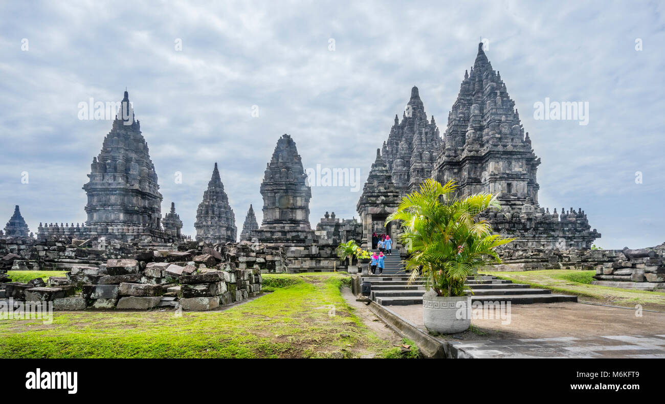 Indonesia, Java Centrale, metà del IX secolo Prambanan tempio indù Foto Stock