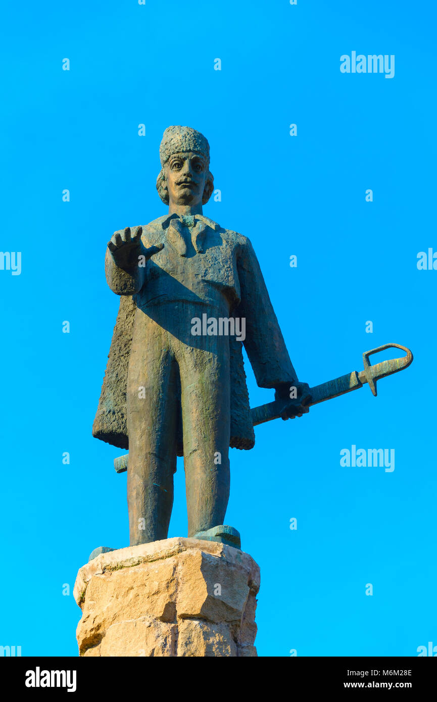 Vista ravvicinata di Avram Iancu monumento in Cluj-Napoka, Romania. Foto Stock