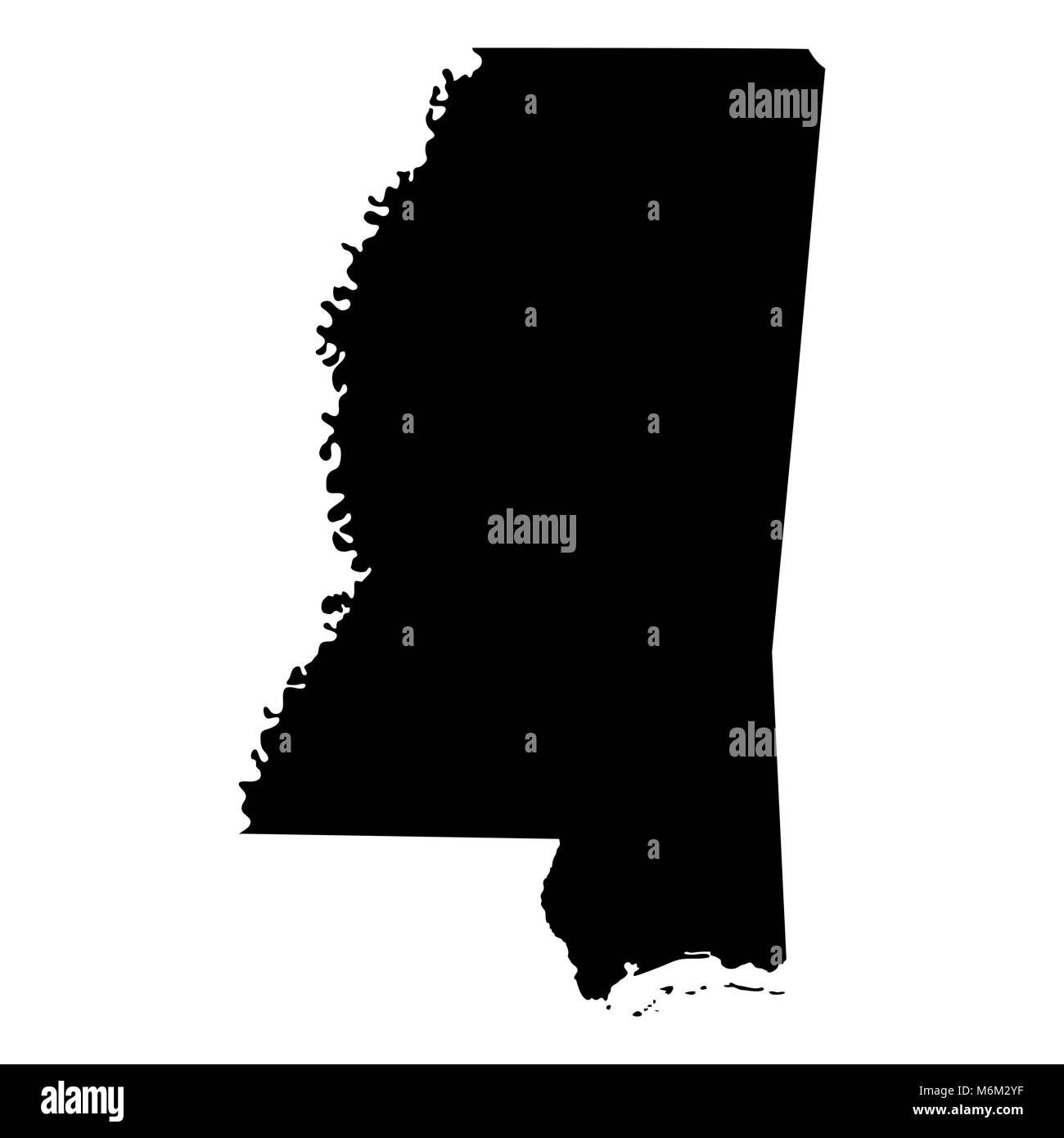 Mappa degli Stati Uniti stato Mississippi Illustrazione Vettoriale