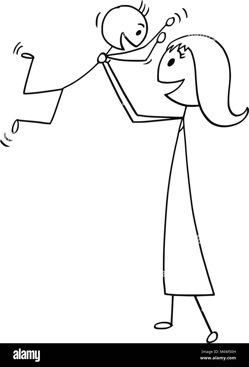Cartoon di madre e figlio giocare insieme Illustrazione Vettoriale