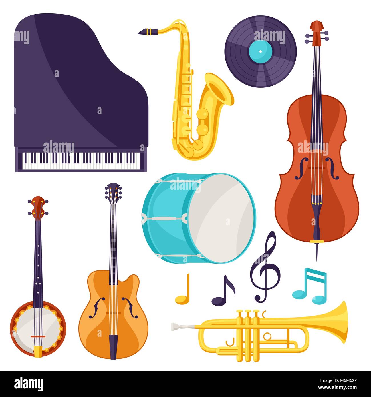 Set di strumenti musicali. Jazz, blues e musica classica Immagine e  Vettoriale - Alamy