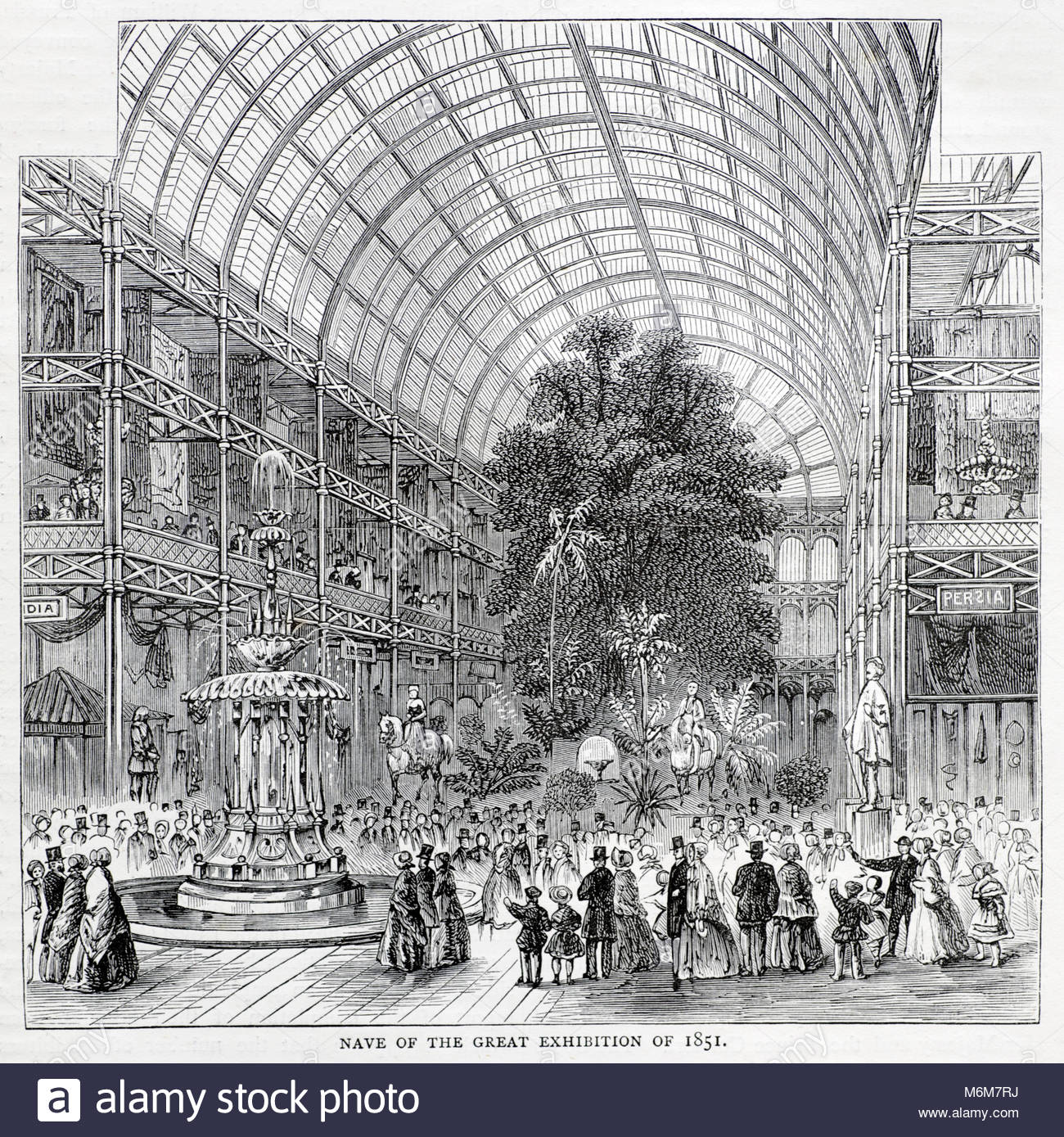 La grande esposizione di Londra nel 1851, antica incisione da 1876 Foto Stock
