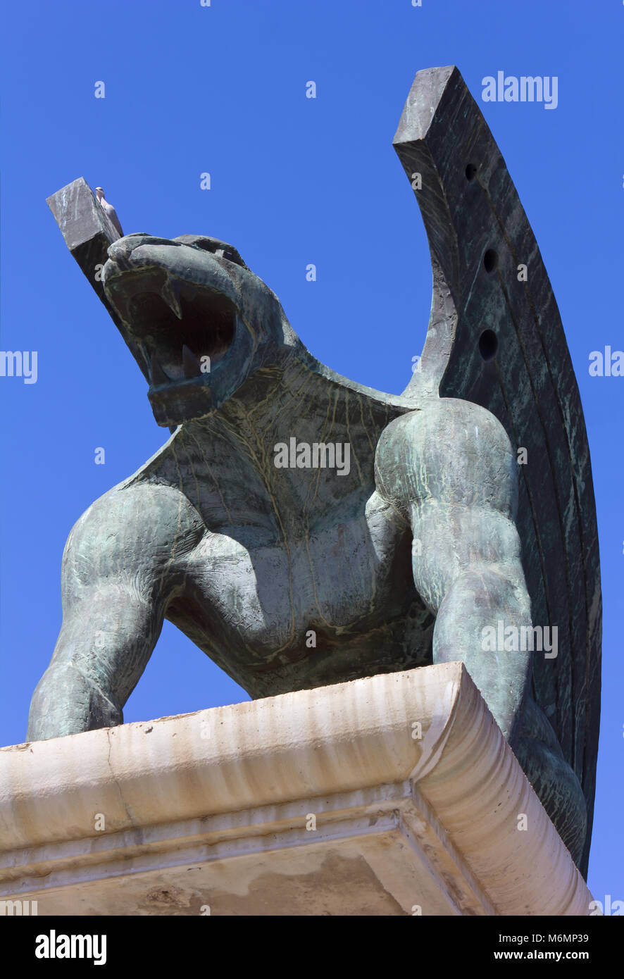 Gargoyle statua in bronzo a Valencia, Spagna Foto Stock