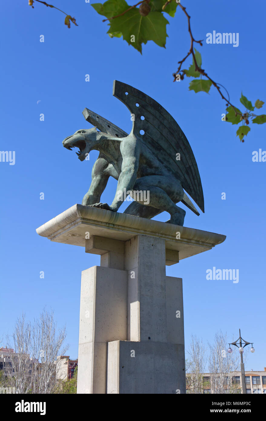 Gargoyle statua in bronzo a Valencia, Spagna Foto Stock