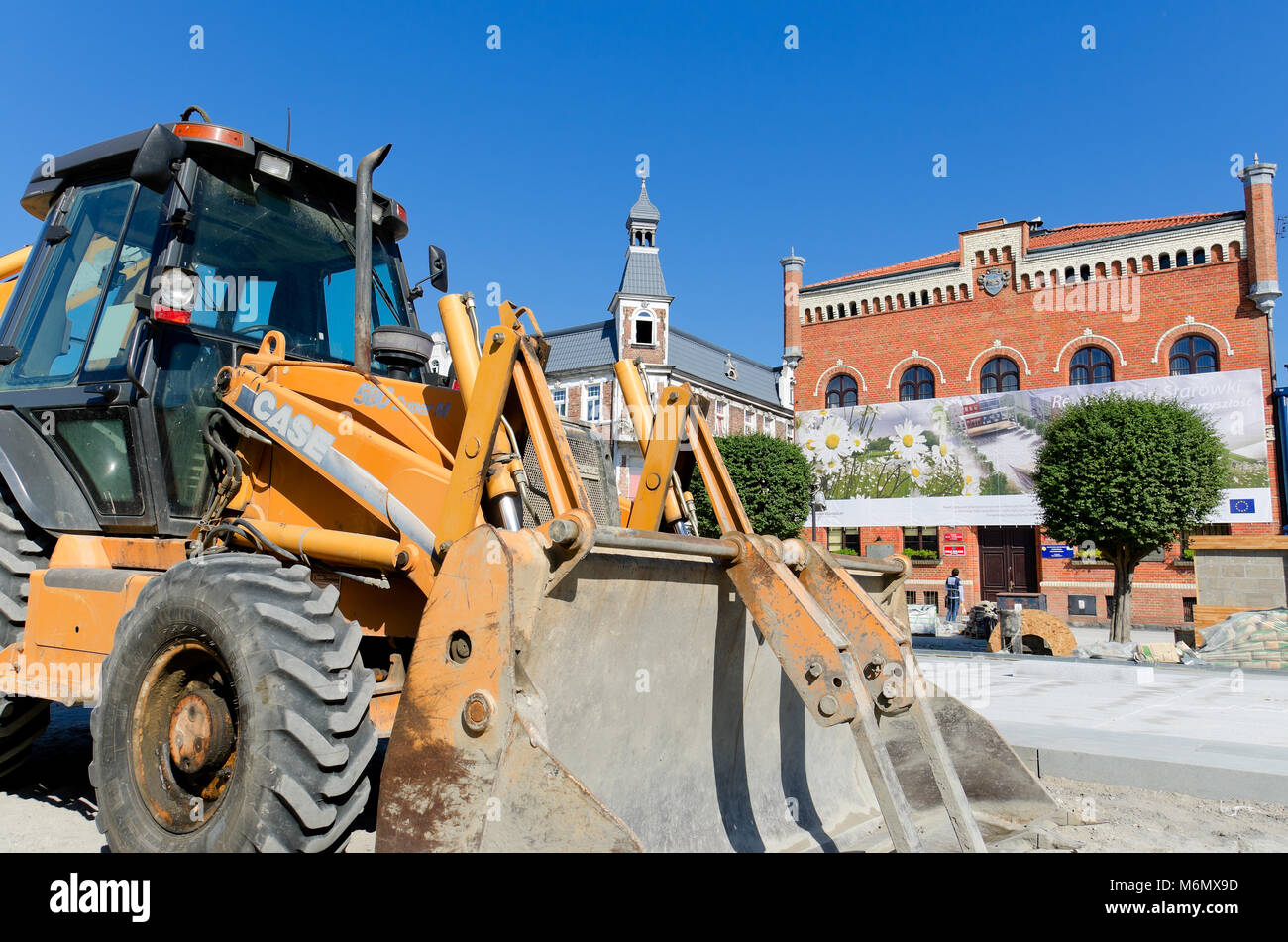 Rivitalizzazione opere sul marketplace in Puck (Ger. Putzig), provincia di Pomerania, Polonia,l'Europa. Foto Stock