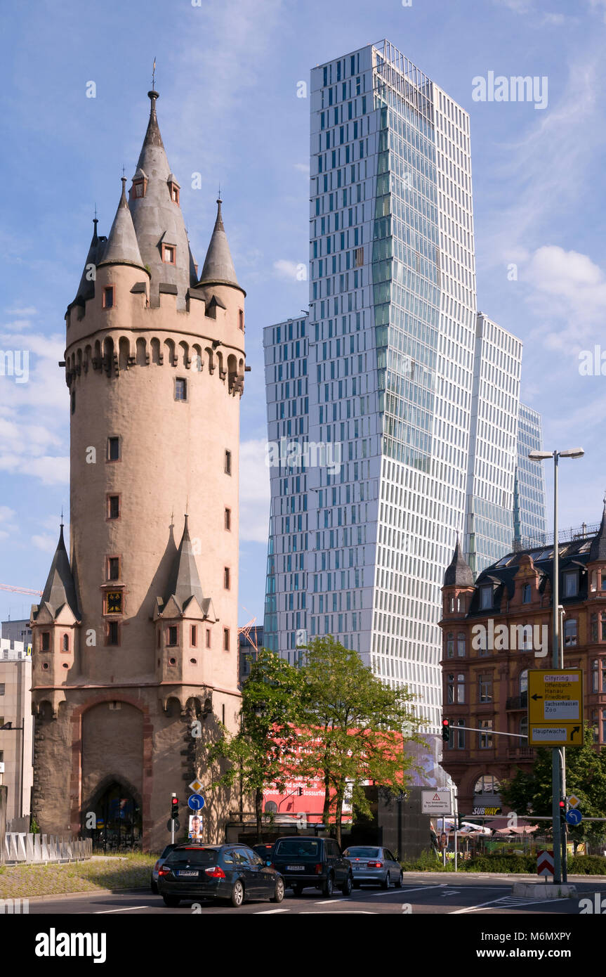 Nextower und Eschenheimer Turm, Francoforte, Assia, Deutschland, Europa Foto Stock