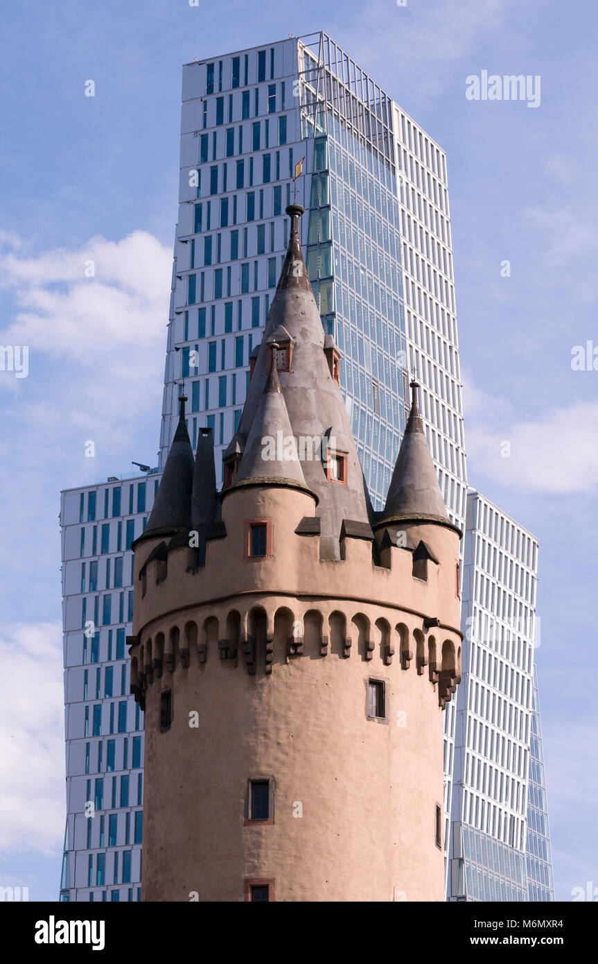 Nextower und Eschenheimer Turm, Francoforte, Assia, Deutschland, Europa Foto Stock