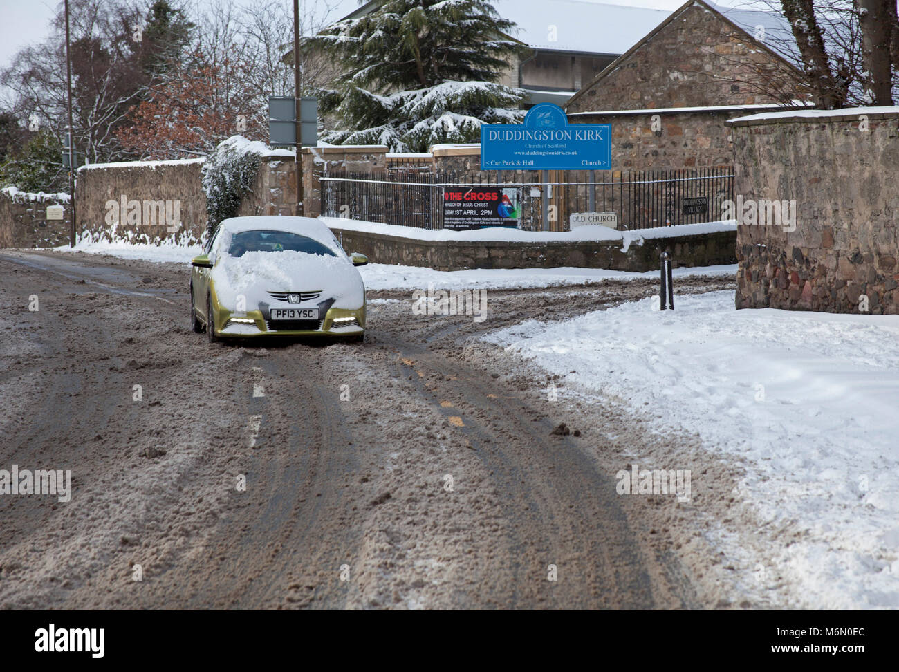 Neve in marzo 2018 Edimburgo, Scozia, Regno Unito Foto Stock