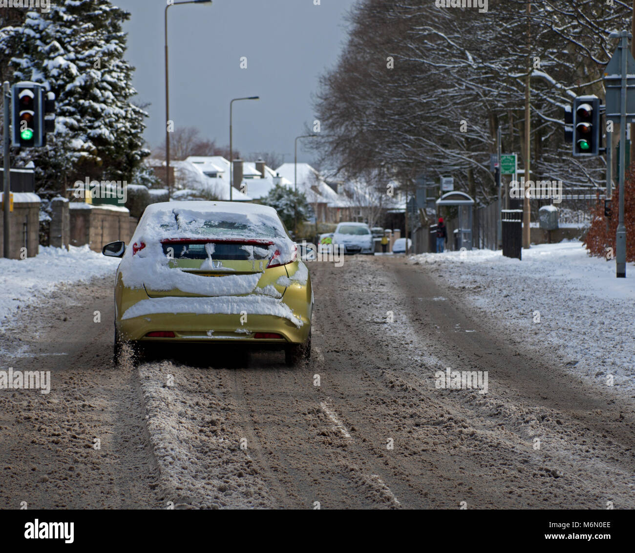 Neve in marzo 2018 Edimburgo, Scozia, Regno Unito Foto Stock