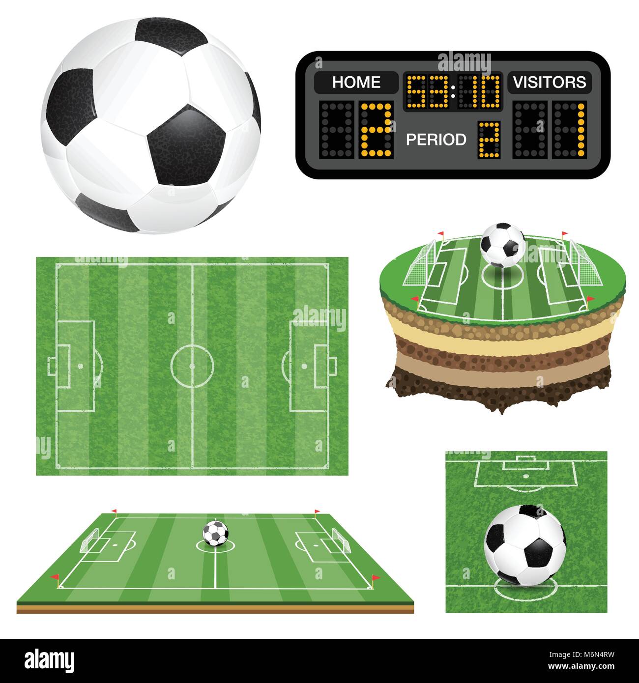 Calcio Campo di calcio, la sfera e il quadro di controllo Illustrazione Vettoriale